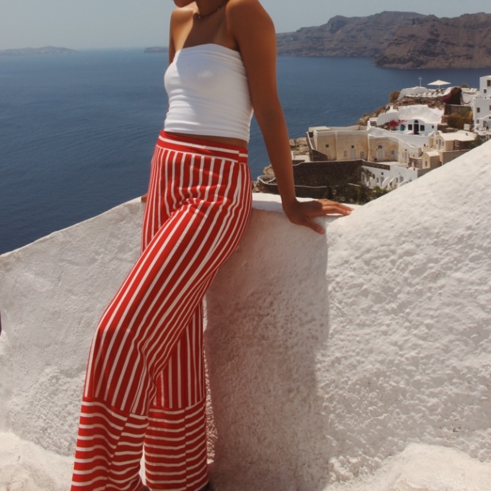 Zara Red and White Striped Pants